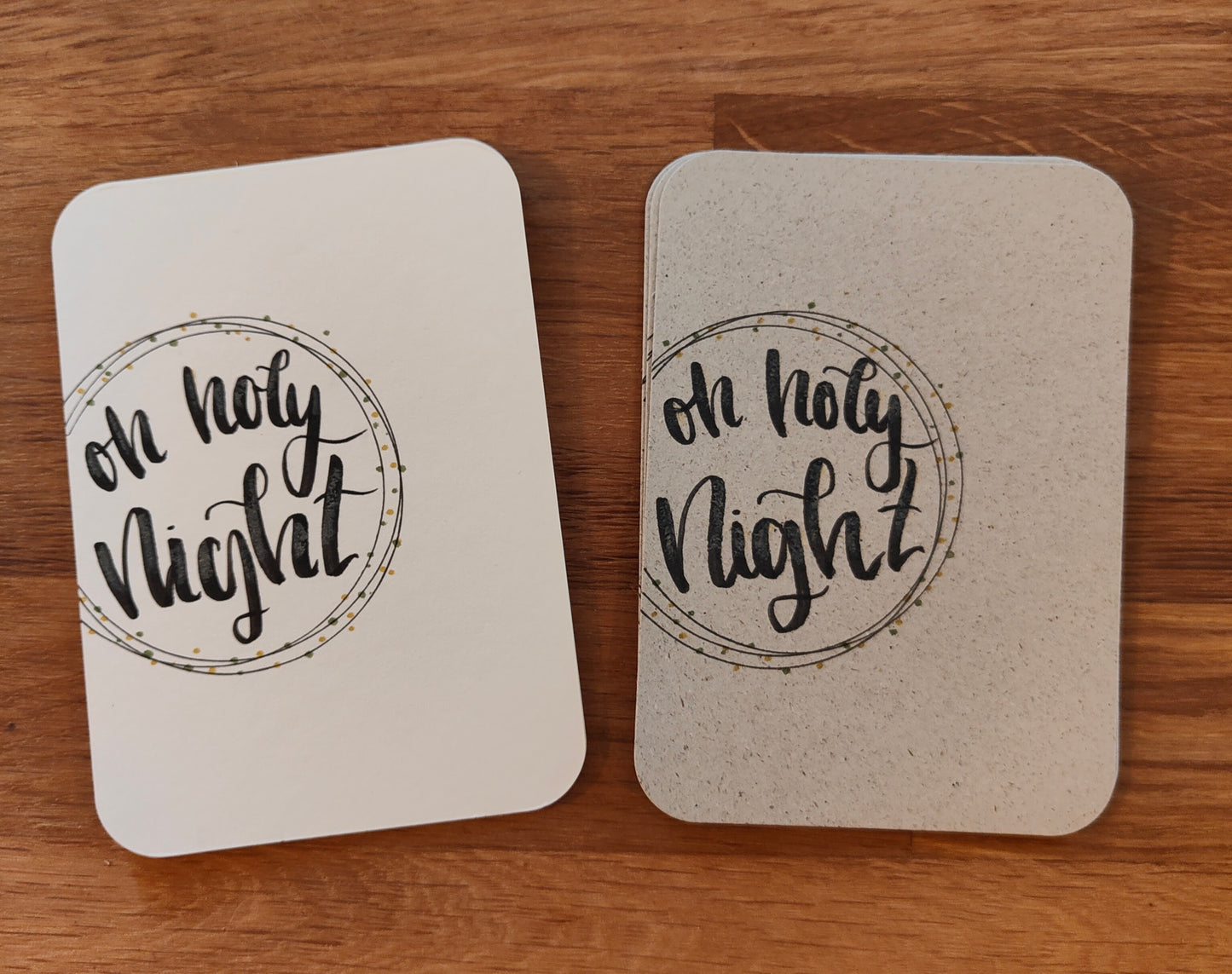 Handgemachte Weihnachtskarte „Oh Holy Night“ mit modernem Lettering