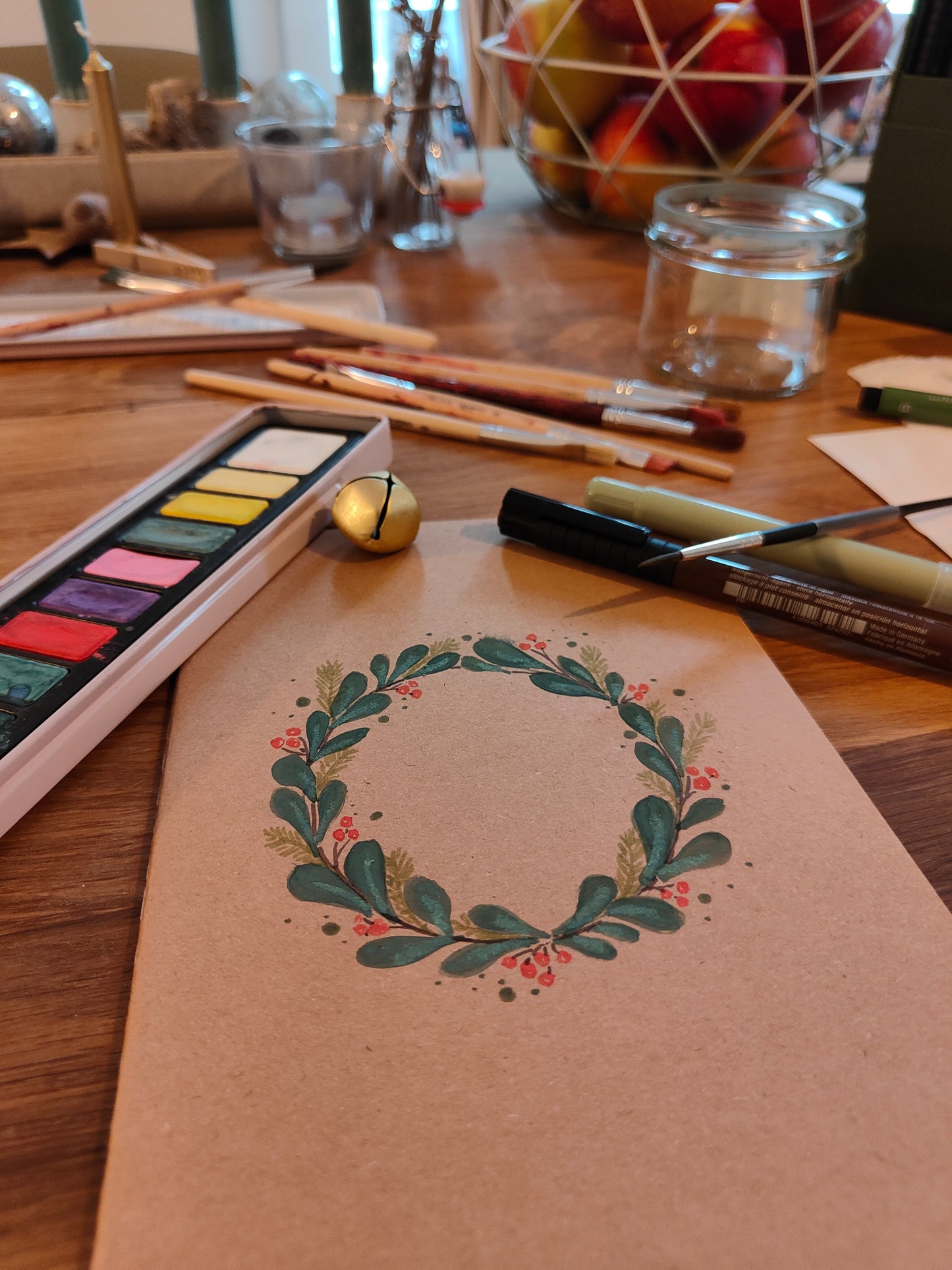 Personalisiertes Notizheft mit Namen – Handgemachtes Journal mit Aquarell Kranz