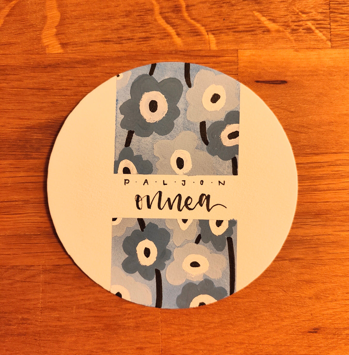 Personalisierte Geburtstagskarte „Paljon onnea“ – Handgemalte Karte im finnischen Blumenstil